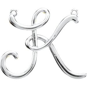 14K WHITE SCRIPT INITIAL K NECKLACE CENTER