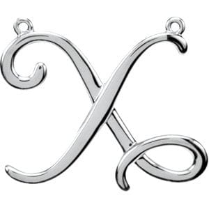 14K WHITE SCRIPT INITIAL X NECKLACE CENTER