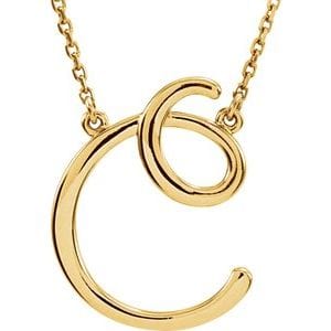 14K YELLOW SCRIPT INITIAL C 16" NECKLACE