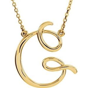 14K YELLOW SCRIPT INITIAL G 16" NECKLACE