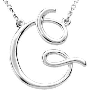 14K WHITE SCRIPT INITIAL G 16" NECKLACE