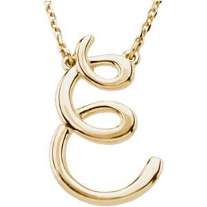 14K YELLOW SCRIPT INITIAL E 16" NECKLACE