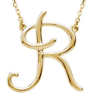 14K YELLOW SCRIPT INITIAL R 16" NECKLACE