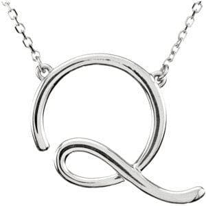14K WHITE SCRIPT INITIAL Q 16" NECKLACE