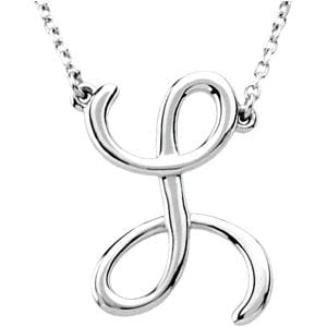14K WHITE SCRIPT INITIAL L 16" NECKLACE