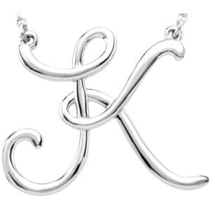 14K WHITE SCRIPT INITIAL K 16" NECKLACE