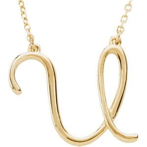 14K YELLOW SCRIPT INITIAL U 16" NECKLACE
