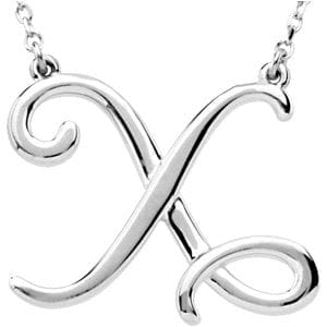 14K WHITE SCRIPT INITIAL X 16" NECKLACE