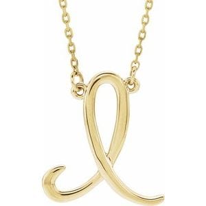 14K YELLOW SCRIPT INITIAL I 16" NECKLACE
