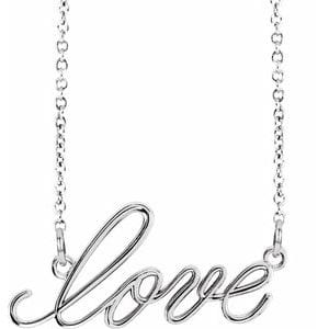 14K WHITE LOVE 16 1/2" NECKLACE