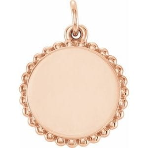 14K ROSE ENGRAVABLE BEADED PENDANT