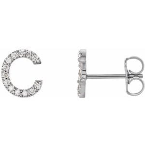 PLATINUM 1/10 CTW NATURAL DIAMOND INITIAL C EARRINGS