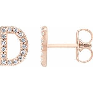 14K ROSE 1/6 CTW NATURAL DIAMOND INITIAL D EARRINGS