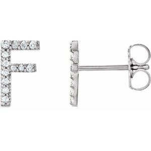 PLATINUM .08 CTW NATURAL DIAMOND INITIAL F EARRINGS