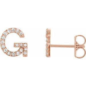 14K ROSE 1/6 CTW NATURAL DIAMOND INITIAL G EARRINGS