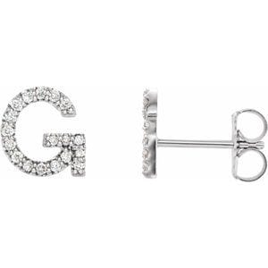 PLATINUM 1/8 CTW NATURAL DIAMOND INITIAL G EARRINGS