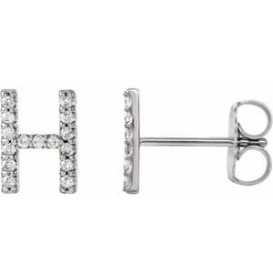 PLATINUM 1/8 CTW NATURAL DIAMOND INITIAL H EARRINGS