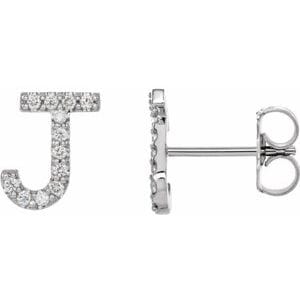 PLATINUM 1/10 CTW NATURAL DIAMOND INITIAL J EARRINGS