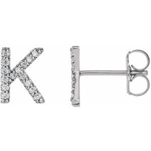 PLATINUM 1/8 CTW NATURAL DIAMOND INITIAL K EARRINGS