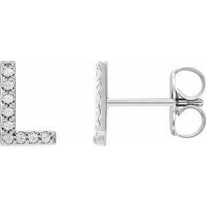 PLATINUM .07 CTW NATURAL DIAMOND INITIAL L EARRINGS