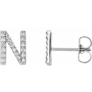 PLATINUM 1/8 CTW NATURAL DIAMOND INITIAL N EARRINGS