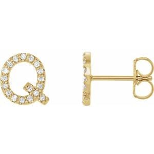 14K YELLOW 1/6 CTW NATURAL DIAMOND INITIAL Q EARRINGS