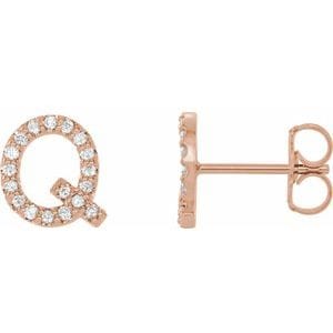 14K ROSE 1/6 CTW NATURAL DIAMOND INITIAL Q EARRINGS