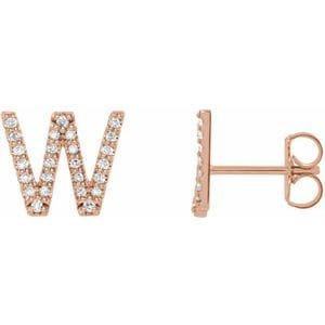 14K ROSE 1/6 CTW NATURAL DIAMOND INITIAL W EARRINGS