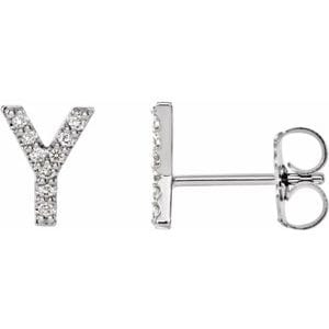PLATINUM .07 CTW NATURAL DIAMOND INITIAL Y EARRINGS