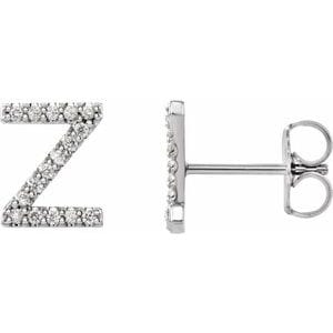 PLATINUM 1/8 CTW NATURAL DIAMOND INITIAL Z EARRINGS