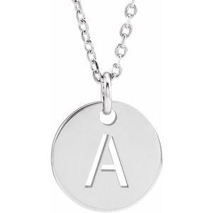 14K WHITE INITIAL A 16-18" NECKLACE