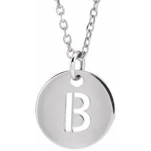 14K WHITE INITIAL B 16-18" NECKLACE