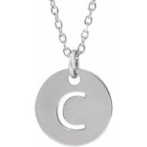 14K WHITE INITIAL C 16-18" NECKLACE