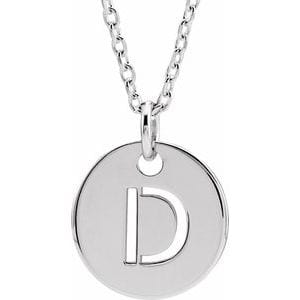 14K WHITE INITIAL D 16-18" NECKLACE