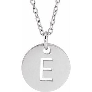 14K WHITE INITIAL E 16-18" NECKLACE