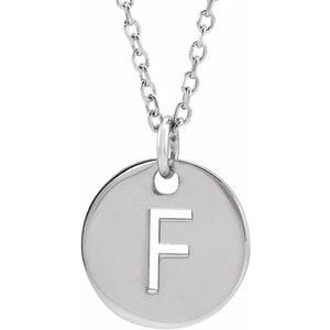 14K WHITE INITIAL F 16-18" NECKLACE