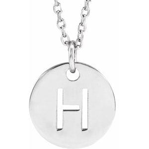 14K WHITE INITIAL H 16-18" NECKLACE