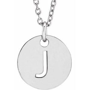 14K WHITE INITIAL J 16-18" NECKLACE