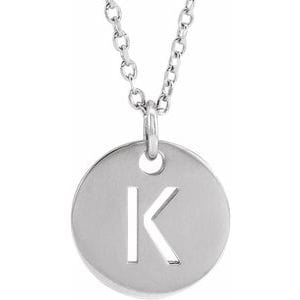 14K WHITE INITIAL K 16-18" NECKLACE