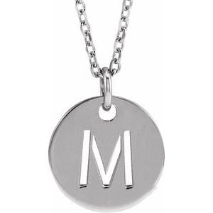 14K WHITE INITIAL M 16-18" NECKLACE