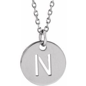 14K WHITE INITIAL N 16-18" NECKLACE