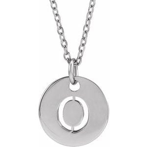 14K WHITE INITIAL O 16-18" NECKLACE