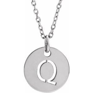 14K WHITE INITIAL Q 16-18" NECKLACE