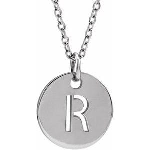 14K WHITE INITIAL R 16-18" NECKLACE
