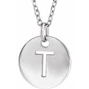 14K WHITE INITIAL T 16-18" NECKLACE