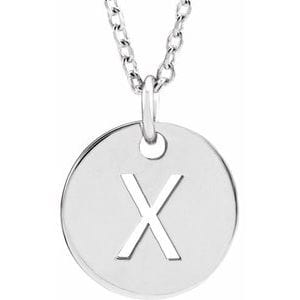 14K WHITE INITIAL X 16-18" NECKLACE