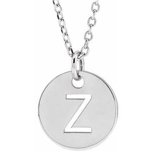 14K WHITE INITIAL Z 16-18" NECKLACE