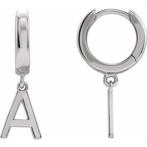 14K WHITE INITIAL A HINGED HUGGIE EARRING