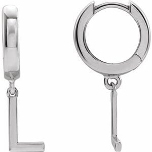 14K WHITE INITIAL L HINGED HUGGIE EARRING