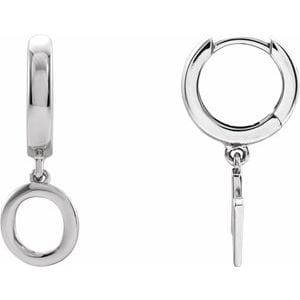 14K WHITE INITIAL O HINGED HUGGIE EARRING